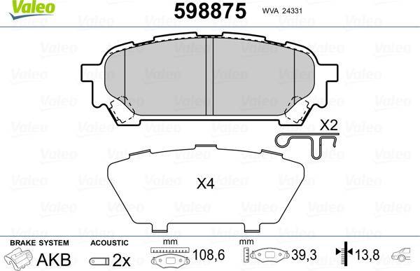 Valeo 598875 - Jarrupala, levyjarru inparts.fi