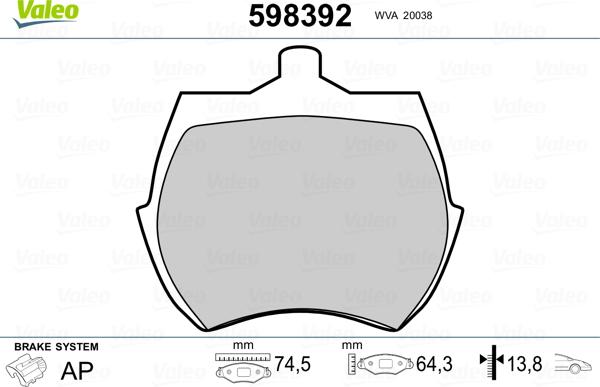 Valeo 598392 - Jarrupala, levyjarru inparts.fi