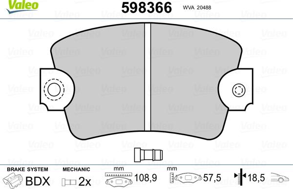 Valeo 598366 - Jarrupala, levyjarru inparts.fi