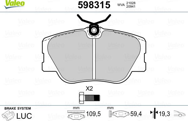 Valeo 598315 - Jarrupala, levyjarru inparts.fi