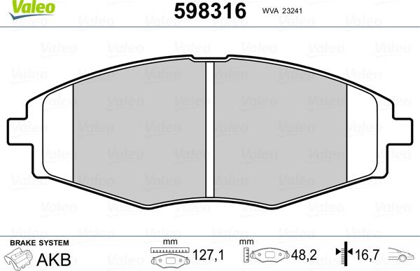 Valeo 598316 - Jarrupala, levyjarru inparts.fi