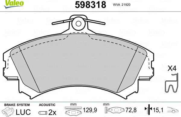 Valeo 598318 - Jarrupala, levyjarru inparts.fi