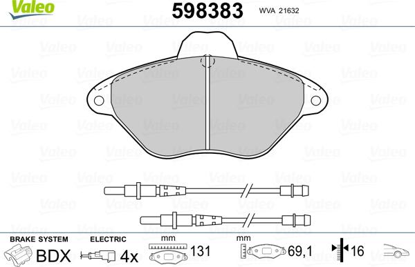 Valeo 598383 - Jarrupala, levyjarru inparts.fi