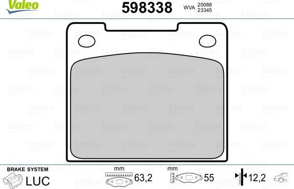 Valeo 598338 - Jarrupala, levyjarru inparts.fi