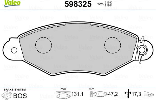 Valeo 598325 - Jarrupala, levyjarru inparts.fi