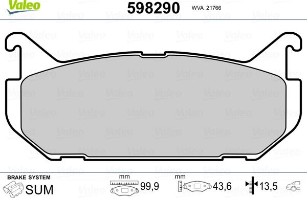 Valeo 598290 - Jarrupala, levyjarru inparts.fi