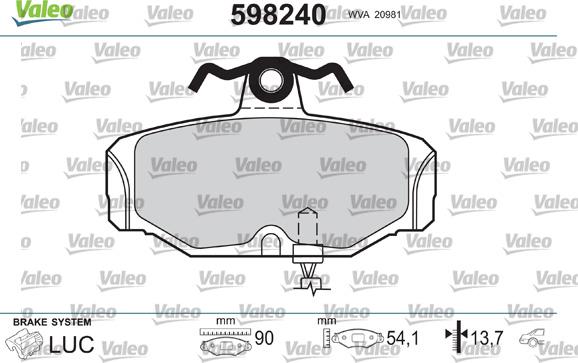 Valeo 598240 - Jarrupala, levyjarru inparts.fi