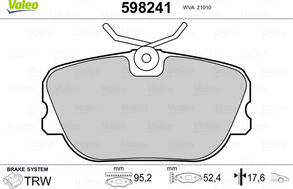 Valeo 598241 - Jarrupala, levyjarru inparts.fi