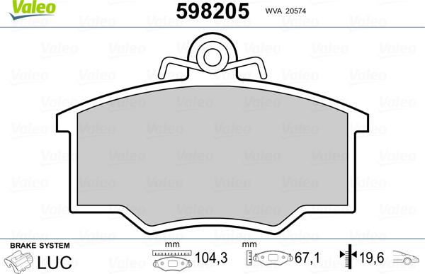 Valeo 598205 - Jarrupala, levyjarru inparts.fi