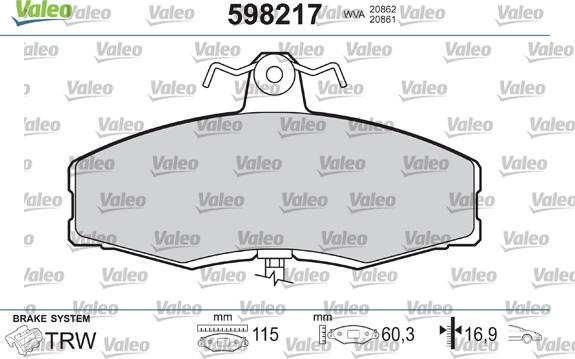 Valeo 598217 - Jarrupala, levyjarru inparts.fi