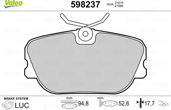 Valeo 598237 - Jarrupala, levyjarru inparts.fi