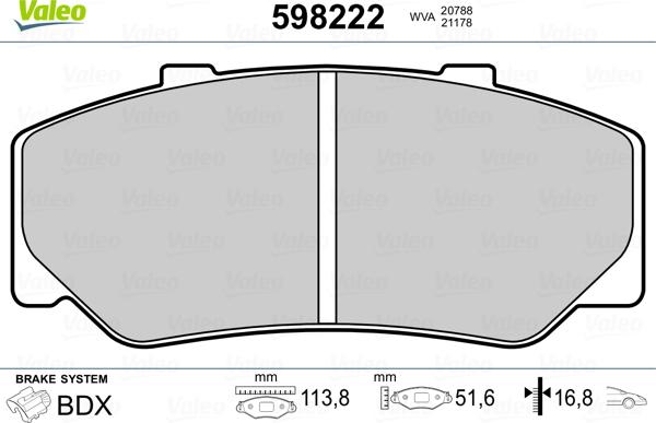 Valeo 598222 - Jarrupala, levyjarru inparts.fi