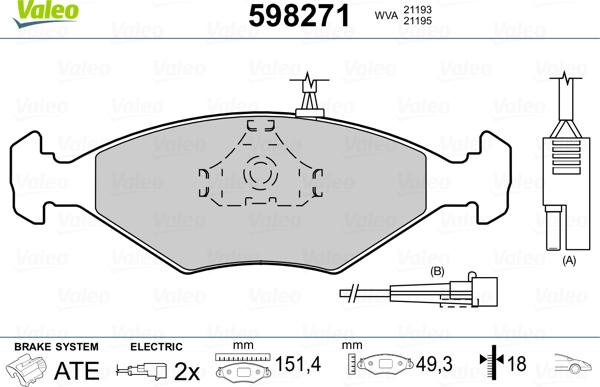 Valeo 598271 - Jarrupala, levyjarru inparts.fi