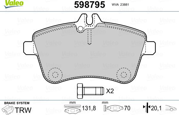 Valeo 598795 - Jarrupala, levyjarru inparts.fi