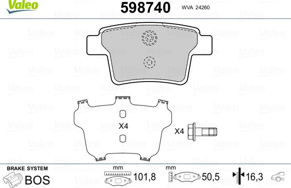 Valeo 598740 - Jarrupala, levyjarru inparts.fi