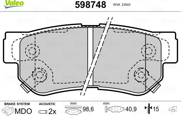 Valeo 598748 - Jarrupala, levyjarru inparts.fi