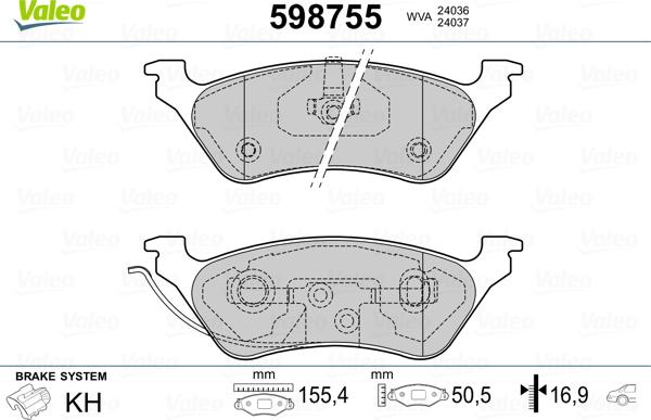 Valeo 598755 - Jarrupala, levyjarru inparts.fi