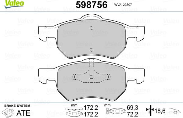 Valeo 598756 - Jarrupala, levyjarru inparts.fi