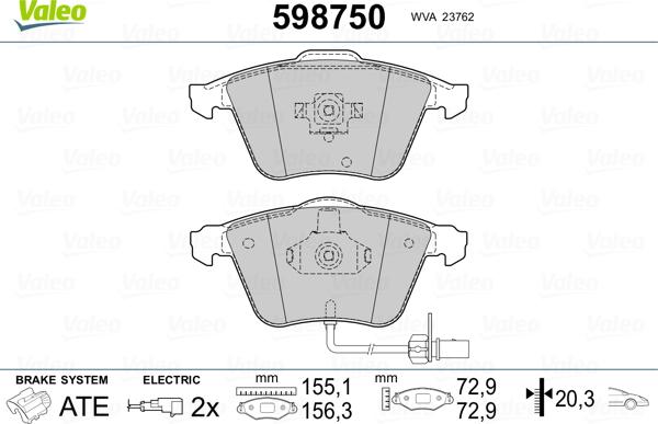 Valeo 598750 - Jarrupala, levyjarru inparts.fi