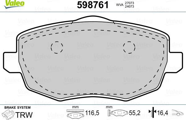 Valeo 598761 - Jarrupala, levyjarru inparts.fi