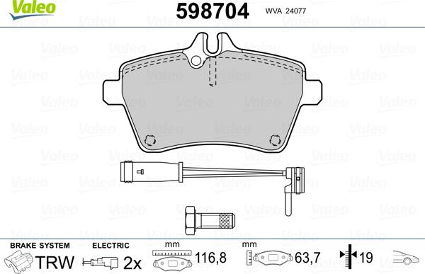 Valeo 598704 - Jarrupala, levyjarru inparts.fi