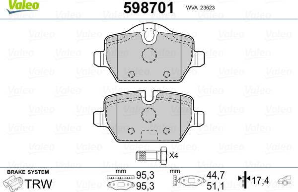 Valeo 598701 - Jarrupala, levyjarru inparts.fi