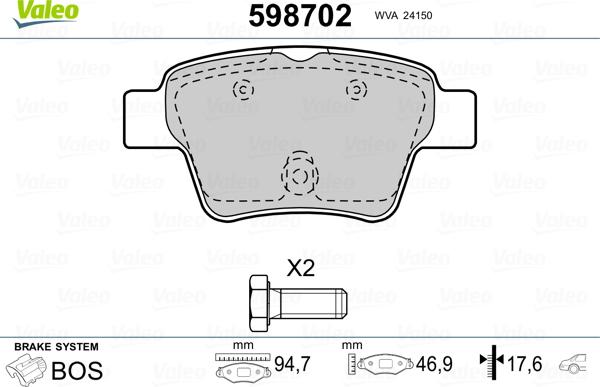 Valeo 598702 - Jarrupala, levyjarru inparts.fi