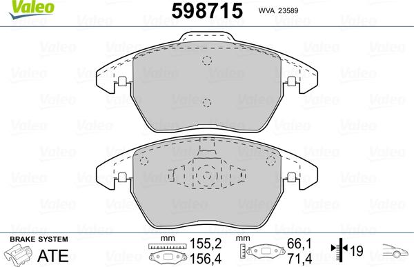 Valeo 598715 - Jarrupala, levyjarru inparts.fi