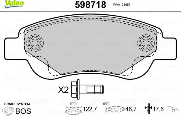 Valeo 598718 - Jarrupala, levyjarru inparts.fi