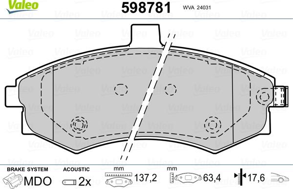 Valeo 598781 - Jarrupala, levyjarru inparts.fi