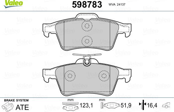 Valeo 598783 - Jarrupala, levyjarru inparts.fi