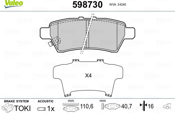 Valeo 598730 - Jarrupala, levyjarru inparts.fi