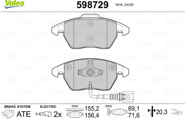 Valeo 598729 - Jarrupala, levyjarru inparts.fi