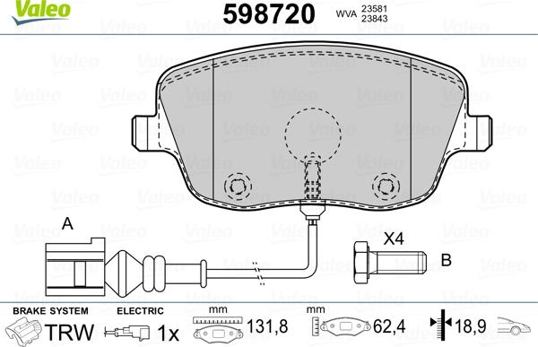 Valeo 598720 - Jarrupala, levyjarru inparts.fi