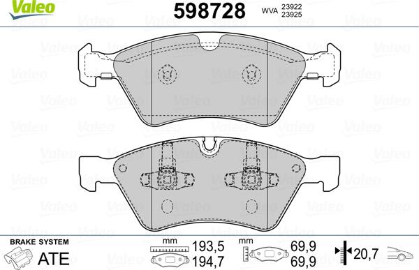 Valeo 598728 - Jarrupala, levyjarru inparts.fi