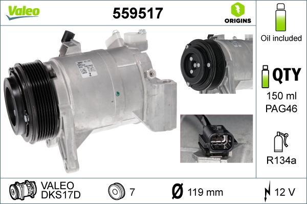 Valeo 559517 - Kompressori, ilmastointilaite inparts.fi