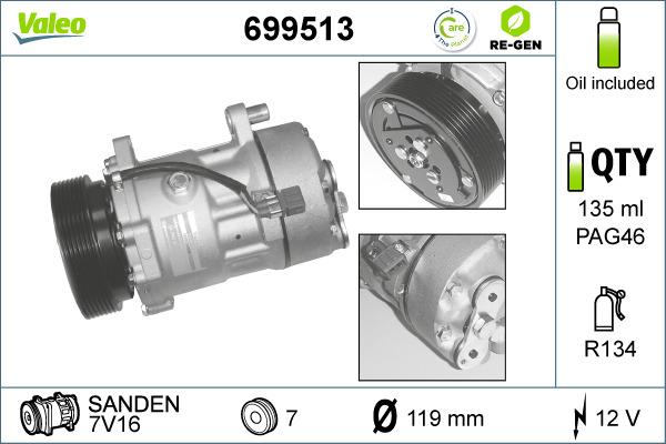 Valeo 699513 - Kompressori, ilmastointilaite inparts.fi