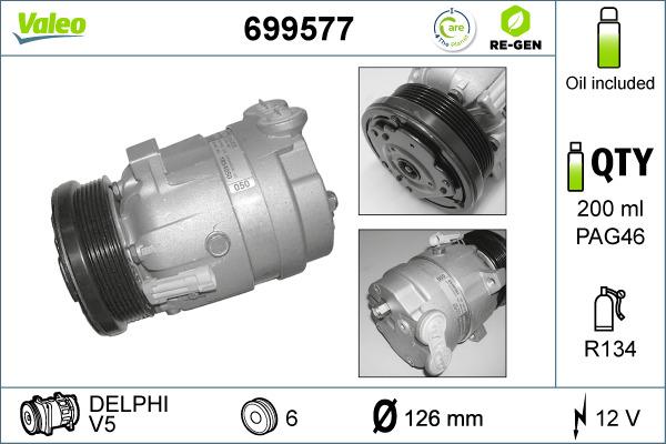 Valeo 699577 - Kompressori, ilmastointilaite inparts.fi