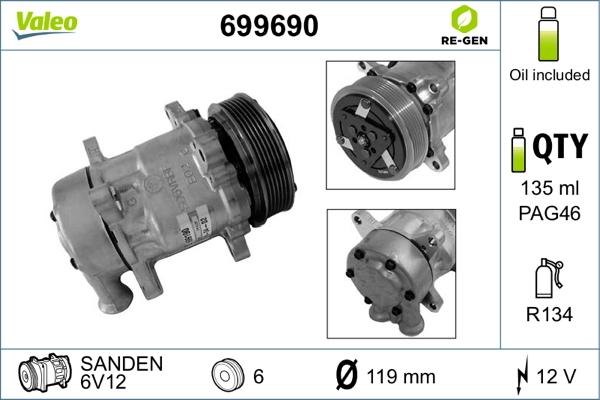 Valeo 699690 - Kompressori, ilmastointilaite inparts.fi