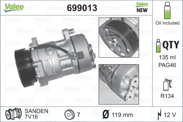 Valeo 699013 - Kompressori, ilmastointilaite inparts.fi