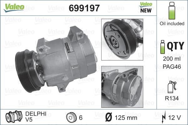 Valeo 699197 - Kompressori, ilmastointilaite inparts.fi