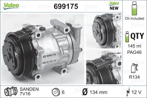 Valeo 699175 - Kompressori, ilmastointilaite inparts.fi