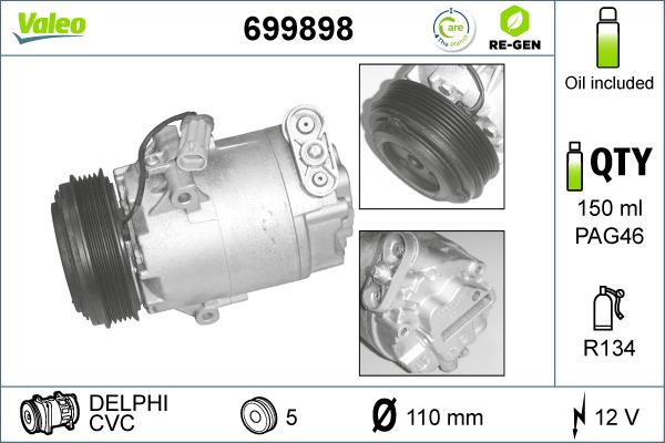 Valeo 699898 - Kompressori, ilmastointilaite inparts.fi