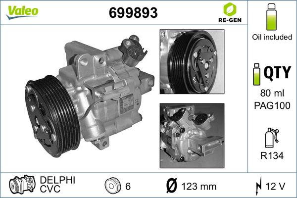 Valeo 699893 - Kompressori, ilmastointilaite inparts.fi