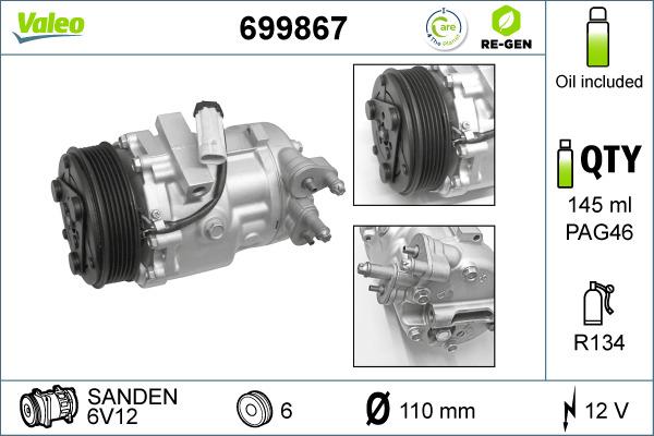 Valeo 699867 - Kompressori, ilmastointilaite inparts.fi