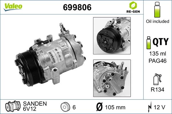 Valeo 699806 - Kompressori, ilmastointilaite inparts.fi