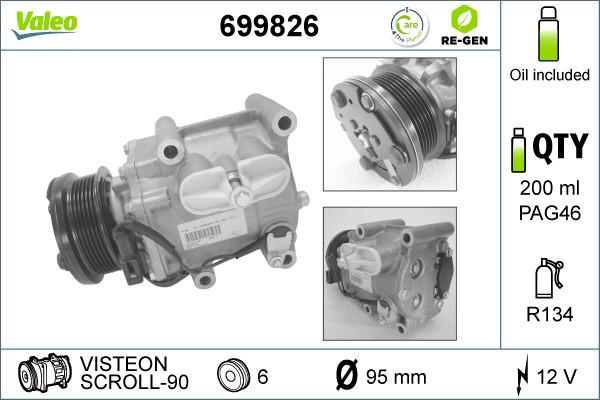 Valeo 699826 - Kompressori, ilmastointilaite inparts.fi