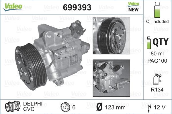 Valeo 699393 - Kompressori, ilmastointilaite inparts.fi