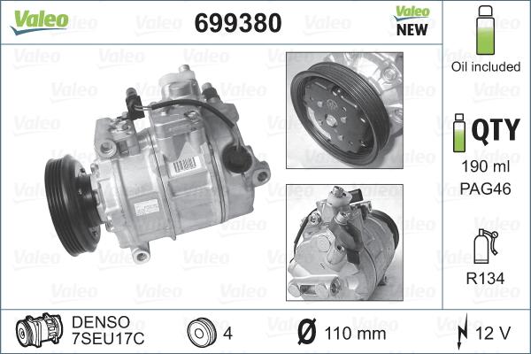 Valeo 699380 - Kompressori, ilmastointilaite inparts.fi