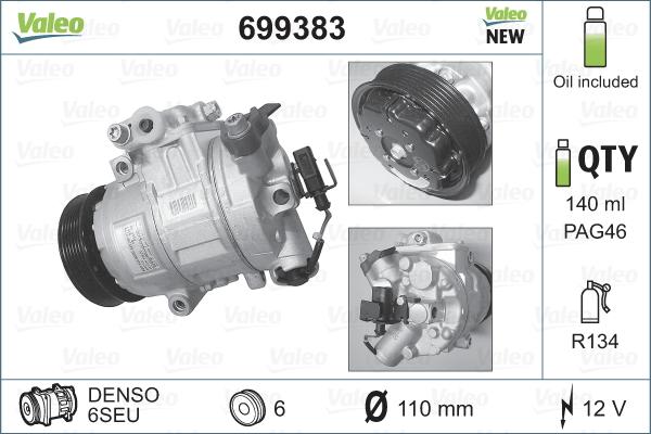 Valeo 699383 - Kompressori, ilmastointilaite inparts.fi